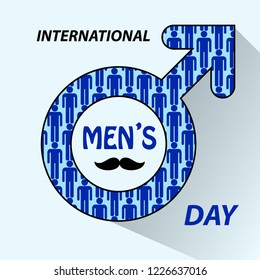 the symbol of Mars, composed of male figures with text "international men's day"