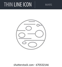 Symbol of Mars. Thin line Icon of Set of Space. Stroke Pictogram Graphic for Web Design. Quality Outline Vector Symbol Concept. Premium Mono Linear Beautiful Plain Laconic Logo