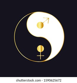 A Symbol Of Masculine And Feminine. The Image Marks Mars And Venus In The Yin-Yang Circle. Stock Vector Graphics