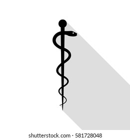 Symbol of the Medicine. Black icon with flat style shadow path.