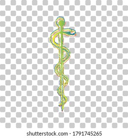 Symbol of the Medicine. Blue to green gradient Icon with Four Roughen Contours on stylish transparent Background. Illustration.