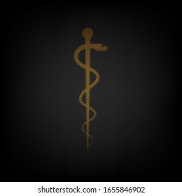 Symbol of the Medicine. Icon as grid of small orange light bulb in darkness. Illustration.