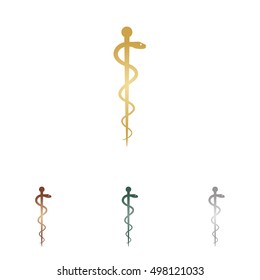 Symbol of the Medicine. Metal icons on white backgound.