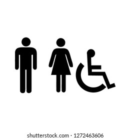 Symbol for men, women, people with disabilities, toilet sign. Design by Inkscape.