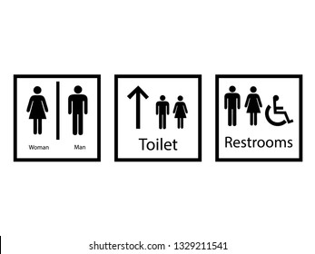 Symbol for men, women, people with disabilities, toilet sign, restroom icons. Design by Inkscape.