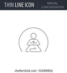 Symbol of Mental Concentration. Thin line Icon of Productivity And Concentration. Stroke Pictogram Graphic for Web Design. Quality Outline Vector Symbol Concept. Premium Mono Linear Beautiful Plain