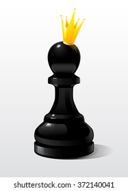 Symbol, metaphor. Chess figure a pawn in the image of the Queen
