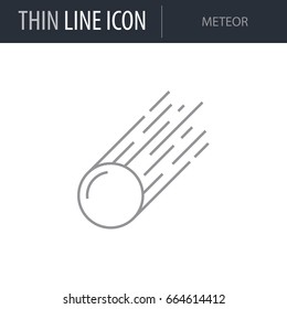 Symbol of Meteor. Thin line Icon of Set of Space. Stroke Pictogram Graphic for Web Design. Quality Outline Vector Symbol Concept. Premium Mono Linear Beautiful Plain Laconic Logo