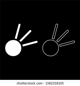 Symbol meteorite icon outline set white color vector illustration flat style image