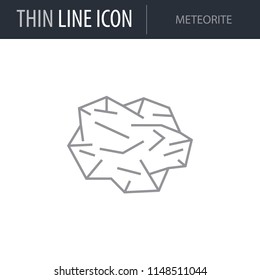 Symbol of Meteorite. Thin line Icon of Set of Space. Stroke Pictogram Graphic for Web Design. Quality Outline Vector Symbol Concept. Premium Mono Linear Beautiful Plain Laconic Logo