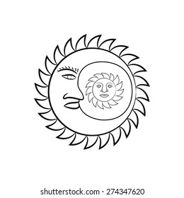 symbol of Mexico . black and white. day and night. aztec month and the sun. 