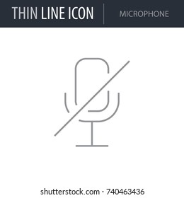Symbol of Microphone. Thin line Icon of Multimedia. Stroke Pictogram Graphic for Web Design. Quality Outline Vector Symbol . Premium Mono Linear Beautiful Plain Laconic Logo