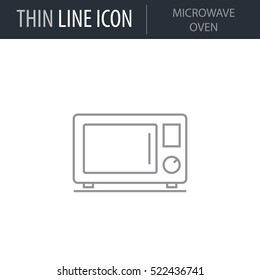 Symbol of Microwave Oven. Thin line Icon of Kitchen Utensils. Stroke Pictogram Graphic for Web Design. Quality Outline Vector Symbol Concept. Premium Mono Linear Beautiful Plain Laconic Logo