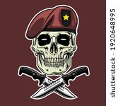symbol military skull in the red beground