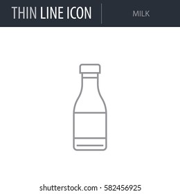 Symbol of Milk. Thin line Icon of Beverage.