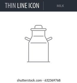 Symbol of Milk. Thin line Icon of Farming. Stroke Pictogram Graphic for Web Design. Quality Outline Vector Symbol Concept. Premium Mono Linear Beautiful Plain Laconic Logo