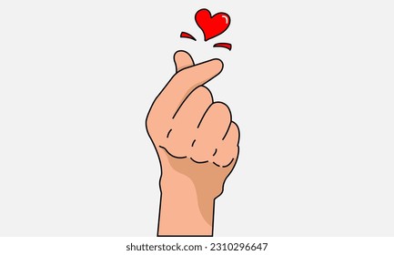 Symbol mini hard Korean style love. Vector illustration icon finger gesture small heart meaning i love you small heart symbol.  