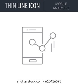 Symbol of Mobile Analytics. Thin line Icon of Business. Stroke Pictogram Graphic for Web Design. Quality Outline Vector Symbol Concept. Premium Mono Linear Beautiful Plain Laconic Logo
