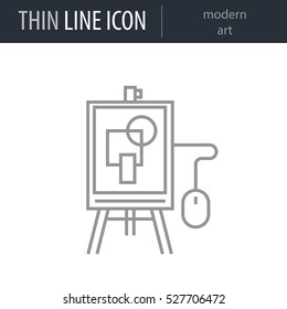 Symbol of modern art Thin line Icon of Education Essentials. Stroke Pictogram Graphic for Web Design. Quality Outline Vector Symbol Concept. Premium Mono Linear Beautiful Plain Laconic Logo