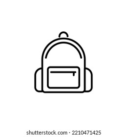 Symbol of Modern Backpack. Thin line Icon of Bags. Stroke Pictogram Graphic for Web Design. Quality Outline Vector Symbol Concept. Premium Mono Linear Beautiful Plain Laconic Logo