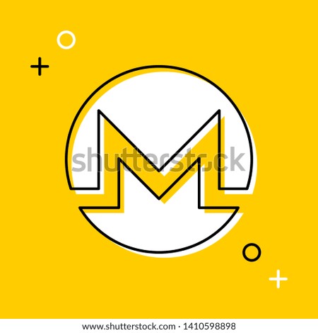 symbol of monero cryptocurrency thin line icon on yellow background. trendy financial flat vector illustration easy to edit and customize. eps 10