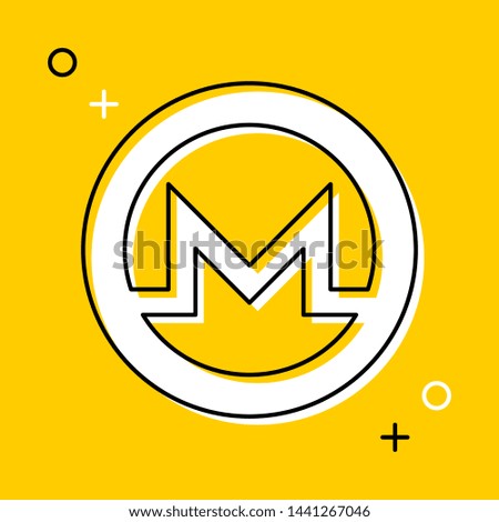 symbol of monero cryptocurrency thin line icon on yellow background. trendy financial flat vector illustration easy to edit and customize. eps 10