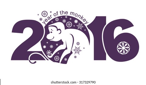 Symbol of monkey 2016. Vector element for New Years design.