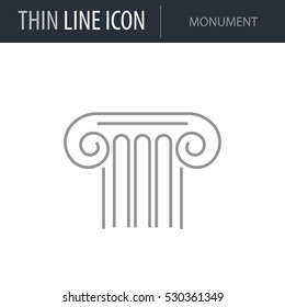Symbol of Monument. Thin line Icon of Icons Of City Elements. Stroke Pictogram Graphic for Web Design. Quality Outline Vector Symbol Concept. Premium Mono Linear Beautiful Plain Laconic Logo