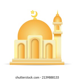 Symbol Of Mosque 3d Icon Vector Illustration. Cartoon Minimal Style.