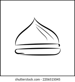 a symbol of a mosque, in vector format and line work. Dome of a mosque. Circular dome of a mosque.