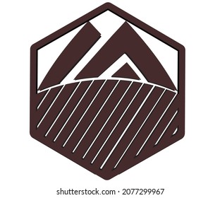 Símbolo de montaña y escalador