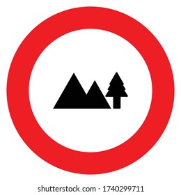 Symbol with mountain and tree sign