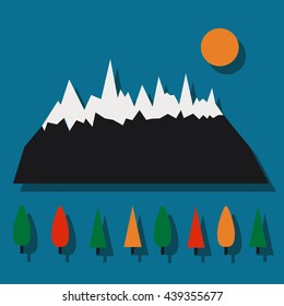 symbol of mountains, trees and Sun