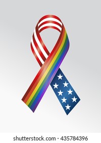 Symbol of mourning, American flag, rainbow flag, gay