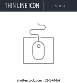 Symbol of Mouse. Thin line Icon of Electronics And Devices. Stroke Pictogram Graphic for Web Design. Quality Outline Vector Symbol Concept. Premium Mono Linear Beautiful Plain Laconic Logo