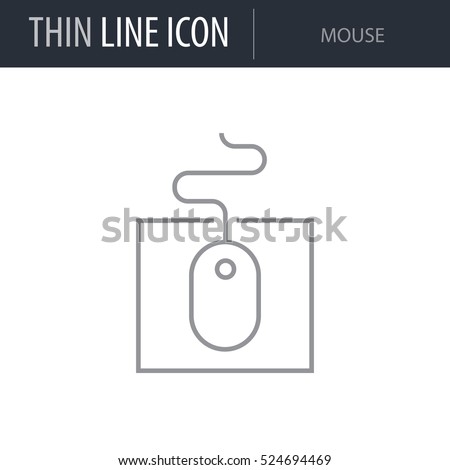 Symbol of Mouse. Thin line Icon of Electronics And Devices. Stroke Pictogram Graphic for Web Design. Quality Outline Vector Symbol Concept. Premium Mono Linear Beautiful Plain Laconic Logo