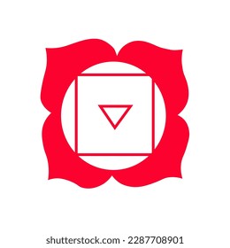 Symbol von Muladhara (Wurzelchakra) auf weißem Hintergrund