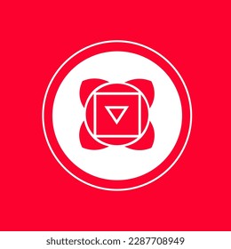 Símbolo de Muladhara (chakra raíz) sobre fondo rojo