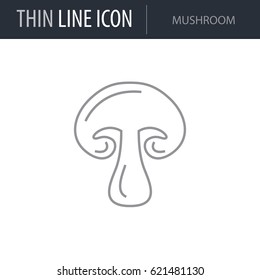 Symbol of Mushroom. Thin line Icon of Food. Stroke Pictogram Graphic for Web Design. Quality Outline Vector Symbol Concept. Premium Mono Linear Beautiful Plain Laconic Logo