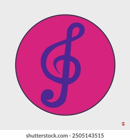 Symboltaste Sol (G,Treble Clef) auf rotem Kreishintergrund
