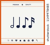 Symbol of Music, notes. Sixteenth note, Eighth note, quarter note and half note 