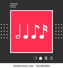 Symbol of Music, notes. Sixteenth note, Eighth note, quarter note and half note 