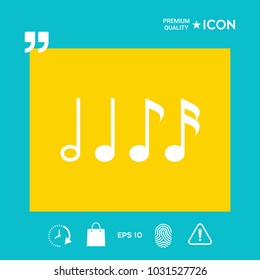 Symbol of Music, notes. Sixteenth note, Eighth note, quarter note and half note 