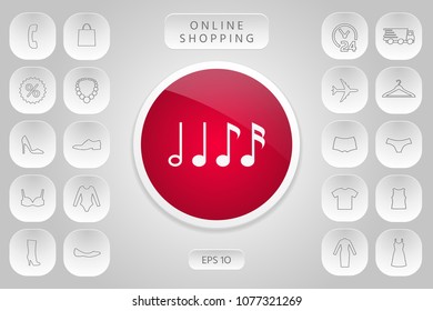 Symbol of Music, notes. Sixteenth note, Eighth note, quarter note and half note 