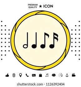 Symbol of Music, notes. Sixteenth note, Eighth note, quarter note and half note 