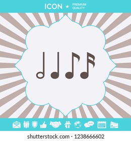 Symbol of Music, notes. Sixteenth note, Eighth note, quarter note and half note 