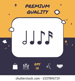Symbol of Music, notes. Sixteenth note, Eighth note, quarter note and half note