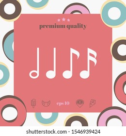 Symbol of Music, notes. Sixteenth note, Eighth note, quarter note and half note