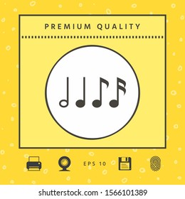 Symbol of Music, notes. Sixteenth note, Eighth note, quarter note and half note