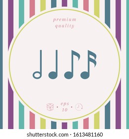 Symbol of Music, notes. Sixteenth note, Eighth note, quarter note and half note